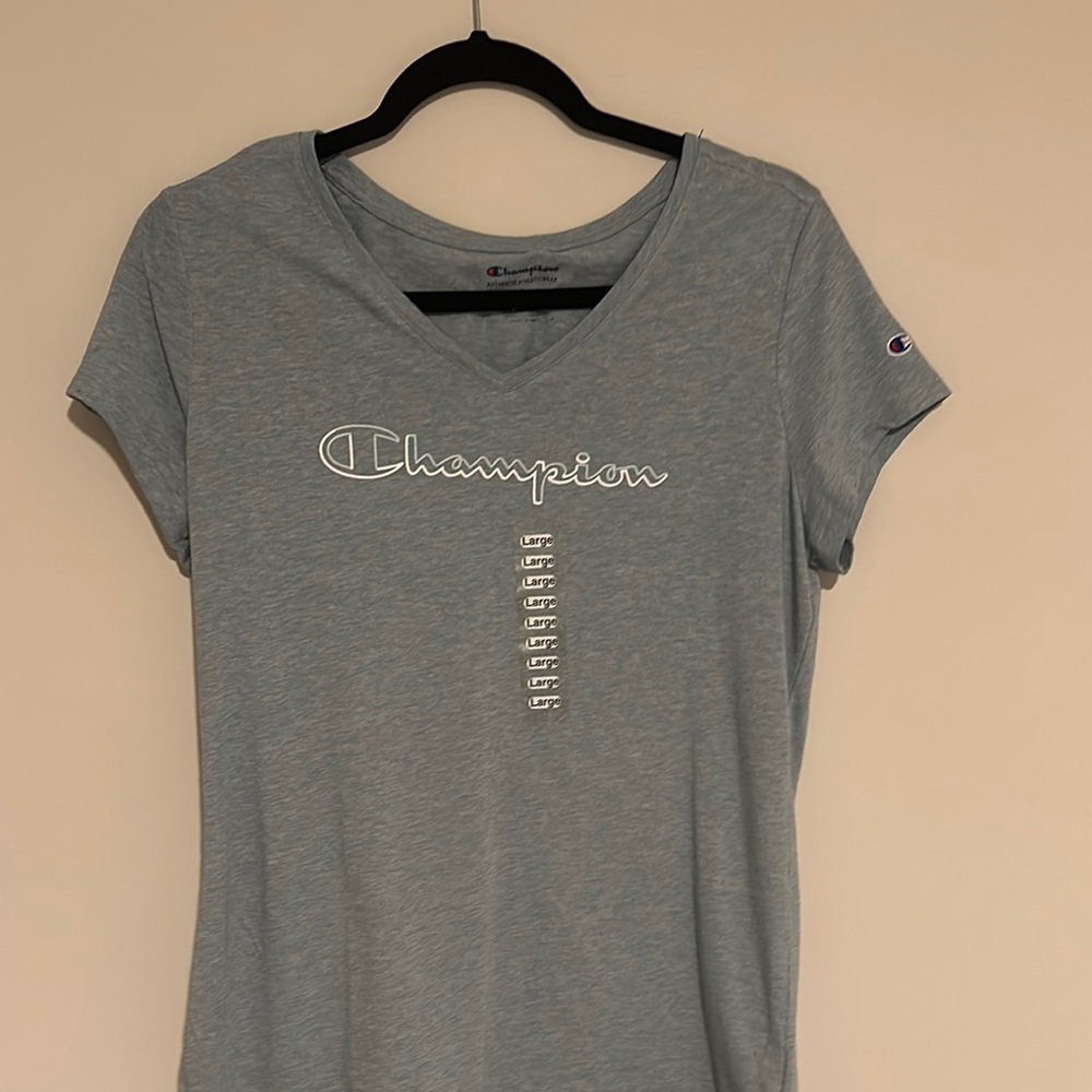 Champion Women's Grey V-Neck T-Shirt